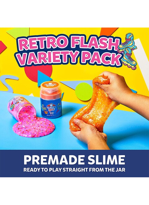 Elmer&rsquo;s Gue Premade Slime Retro Flash Slime Kit Pack of 3