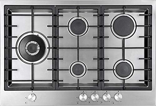 Baumatic Built-in Gas Hob 5 Burners Flat Line Size (90 x 60) cm, Silver, BMEH9GFSS (Installation Not Included)