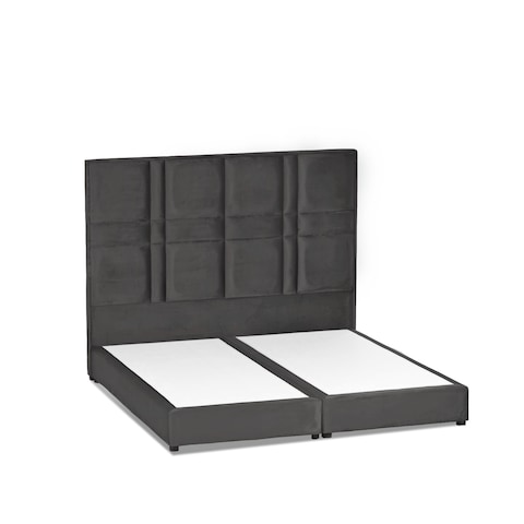 إن هاوس برلين هيكل سرير منجد بالمخمل - نفر ونص - 200×140 سم - رمادي غامق
