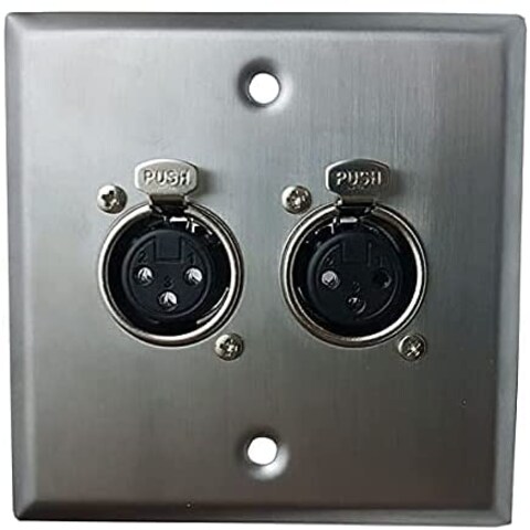 Gang 3 x 3 Metal Wall Plate (Twin Female XLR)