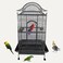 Bird Cage, Parrot cage, Black Metal Cage with Extra feed collector, Food Bowl, Birds Village, Modern Design, Indoor use, entertaining cage, Easy to Assemble, Black color, 170 cm height