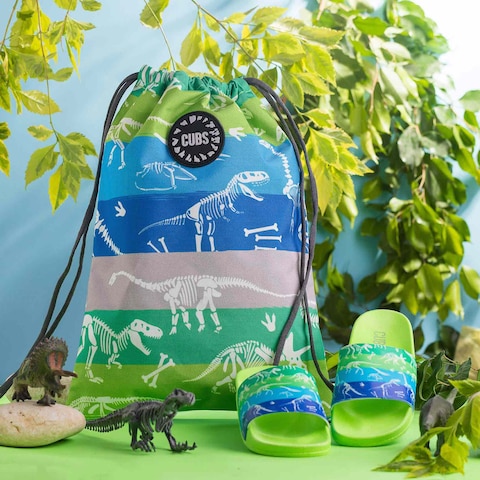 Cubs Boys String Bag - Neon Green T-Rex