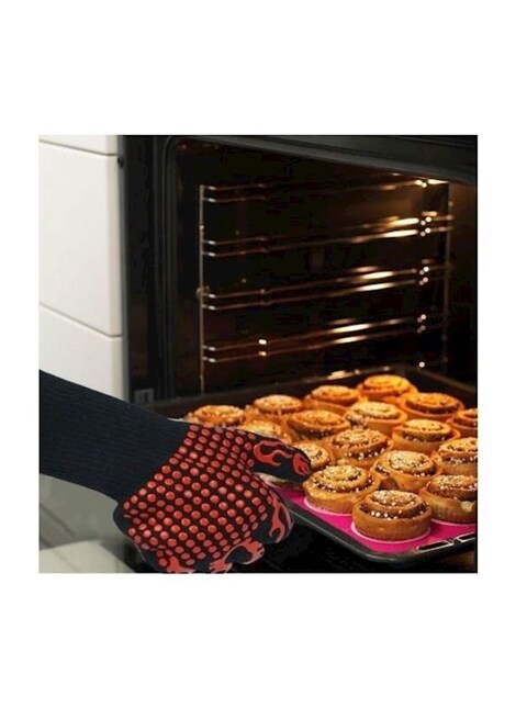 Generic Bbq Oven Mitts Gloves Black/Red