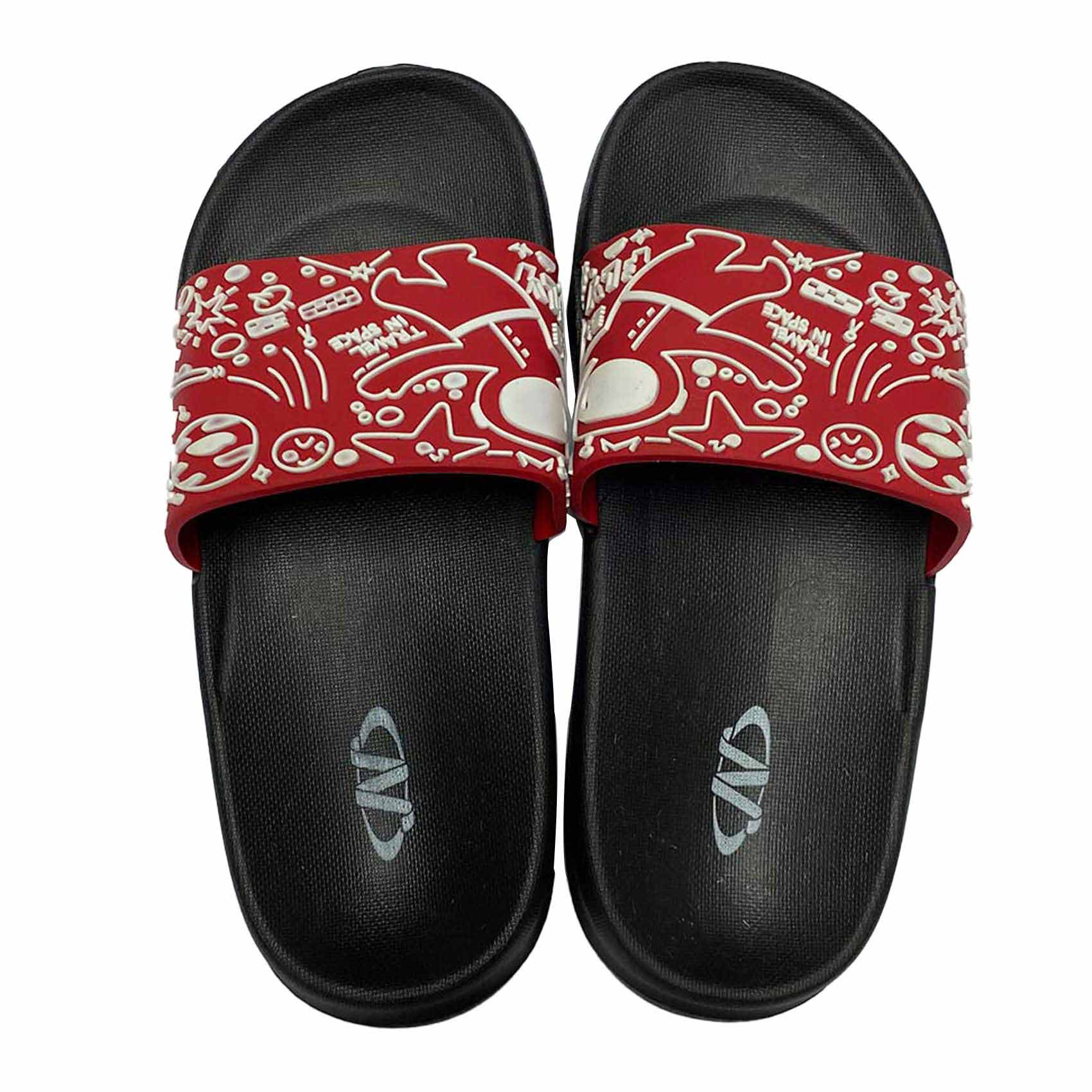 red bandana nike slides