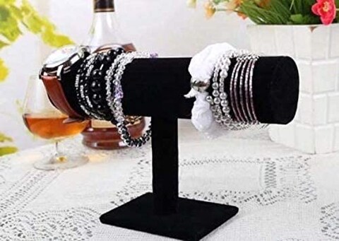 Generic Black Velvet Bracelet Chain Watch Jewelry Hard Display Stand Holder