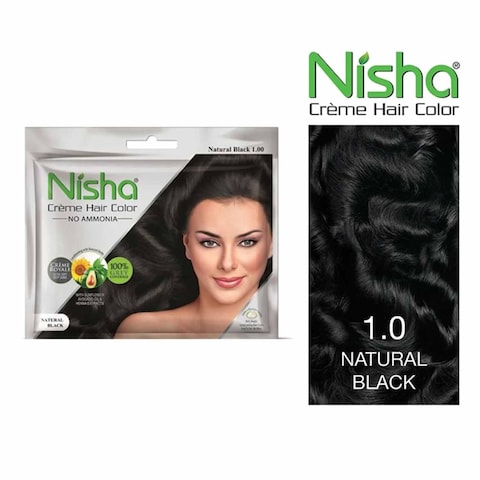 Nisha Creme Hair Colour 1.0 Natural Black 40ml