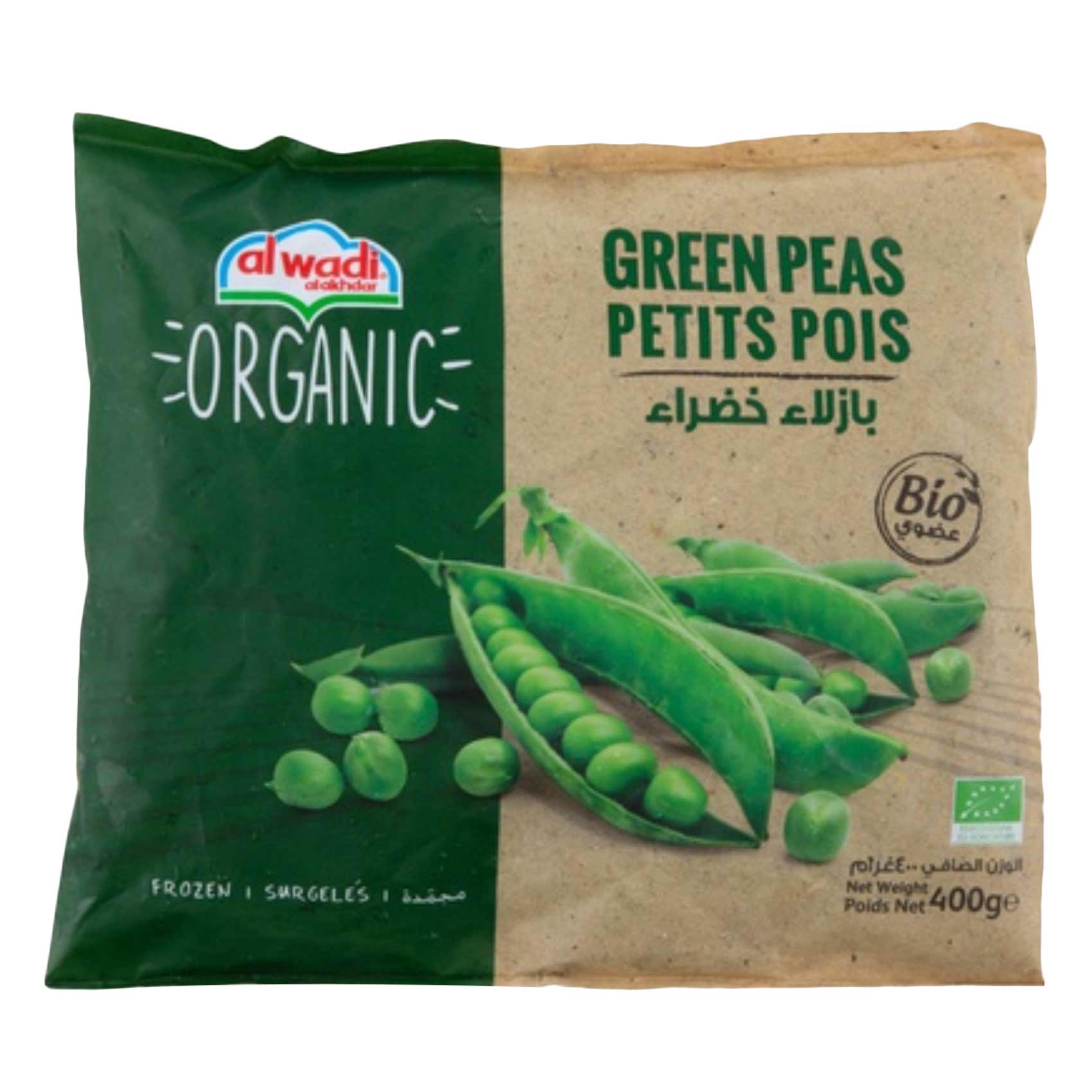 Buy Al Wadi Frozen Organic Green Peas 400g Online | Carrefour UAE