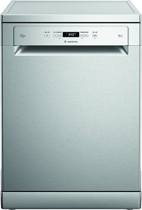 Ariston Dishwasher Freestanding, 14 Place Setting 9 Programs, Inverter Motor With Turbo Washing &amp; Static Dry Functions, 3D Zone Wash, Third Rack, Silent Dishwasher, Made In Poland, Inox, LFC3C33WFXUK