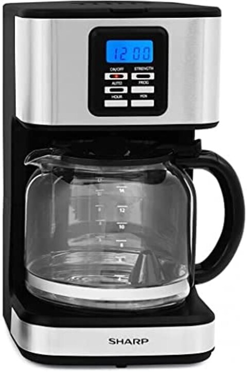 Sharp 950W 15 Cup 12 Hours Programmable Coffee Maker With 1.8L Glass Carafe And Keep Warm Feature For Drip Coffee And Espresso, Black Hm Dx41 S3, 1 Years Warranty, Silver