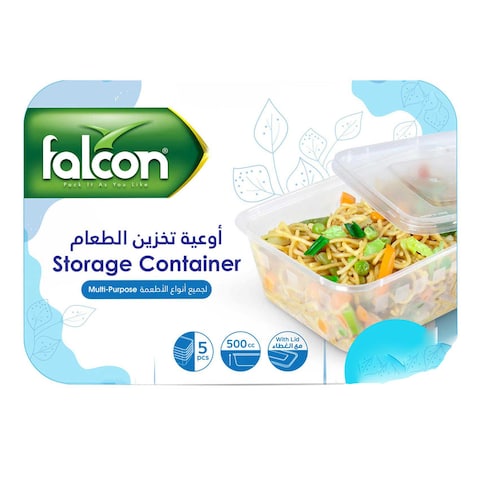 Falcon Multi-Purpose Storage Container With Lid Clear 500ml 5 PCS