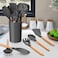 LIYING Cooking Utensils Set, 12 Pcs  Silicone Kitchen Tool Set Non-Stick Heat Resistant Silicone Cookwares with Holder &amp; Wooden Handle, Kitchen Gadgets Cookware and Spatula Utensil Set(BLACK)