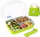 AC&amp;L 1000ml Stainless Steel Lunch Box, Bento Box with 3 Compartment for Kids and Adults, Skid-proof Silicone with Tableware Set and Insulated Lunch Bag, Dishwasher &amp; Microwave Safe (Green)