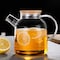Glass Water Pitcher with Bamboo Lid,Borosilicate Glass Teapot for Hot/Cold Water，Glass Water Kettle Drinkware Jugs Carafes for Tea Tea Coffee Juice，Stovetop & Fridge Safe (1600ml/56 oz)