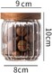1Chase Borosilicate Stripe Glass Food Storage Jar With Acacia Wood Air Tight Lid, Handmade Glass Canister For Kitchen Pantry Organizer, For Storing Pasta, Nuts, Coffee, Tea, Snacks, Set Of 2 (500 ml)