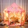 Twinkle Star 55X 53 Princess Castle Play Tent For Girls Playhouse With 138 LED String Lights And Banners Decor, Kids Game House Indoor Outdoor Game(Pink)
