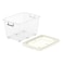 Cosmoplast Plastic Storage Box With Wheels And Lockable Lid White And Clear 82L