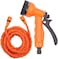 50FT/15M 3 Times Expandable Garden Hose Leak-proof Expandable Hose High Pressure Watering Pipe Magic Flexible Water Hose with 7 Function Nozzle for Car Washing Garden Watering Orange