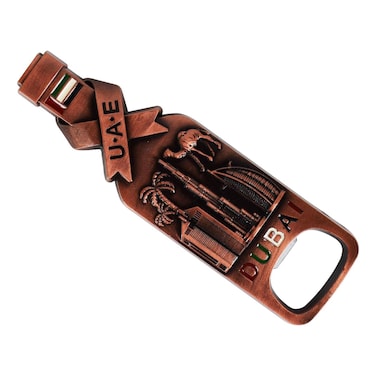 Ahlan UAE Dubai Souvenir Magnetic Can Opener Brown