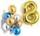 Party Time 16" Number 8 Gold Foil Balloon | Pack of 9 Latex Balloons 12" | 8th Birthday Decorations | Latex Balloons for Birthday Party, 8th Anniversary Decoration Sets (FREE Ribbon)