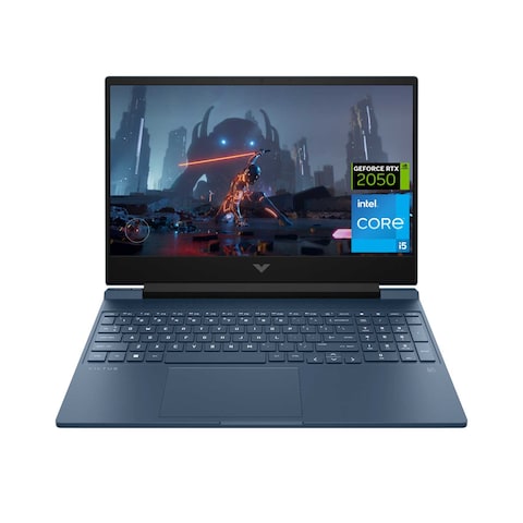 HP Victus Gaming Laptop 15-fa1100ne, Intel Core i5 12450H, 8GB RAM, 512GB SSD, 4GB NVIDIA GeForce RTX 2050, 15.6-inch FHD IPS, Windows 11 Home, Performance Blue, Backlit English/Arabic Keyboard- 8P9Q4EA#ABV