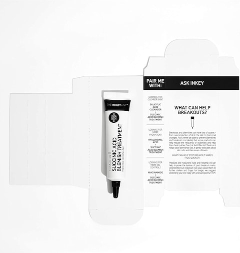 The Inkey List Succinic Acid Blemish Treatment To Clear Blemishes, Reduce Inflammation And Prevent Clogged Pores, 15ml