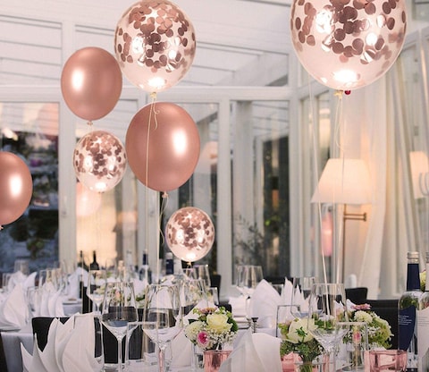 Generic 20 Pcs 12 Inch Balloons Decorations Set Including Rose Gold Latex Balloons And Foil Confetti FilLED Balloons For Party Festival Christmas Birthday Wedding Baby Shower Party Decorations Supply