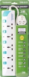 Terminator 5 Way Extension Socket 3M Cable Esma Approved Model: Tpb 615-3M