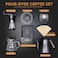 Sky-Touch Pour Over Coffee Maker Set, Coffee Accessories Tools 7 Pcs With Portable Carry Case Stainless Gooseneck Kettle, Black, 00103