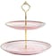 Aiwanto Ceramic Round Marble 2-Tier Dessert Tower Stand Serving Tray (White/Pink)