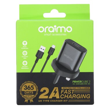 Oraimo OCW-U65S+C53 Type-c Cable Charger Kit Black