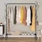 Cloth rack cloth stand Clothes Hanger Stand Clothes Dryer Rail with 8pcs Branch Hook Bottom Storage 110cm Length Large Space for Shoes Clothes Jacket Umbrella Hats Scarf Handbags