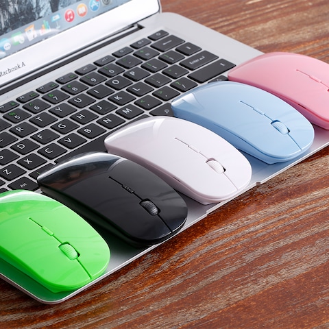 Generic-2.4G Wireless Mouse Portable Ultra-thin Mute Mouse 4 Keys Wireless Optical Mouse 1600DPI for Desktop Computer Laptop Black