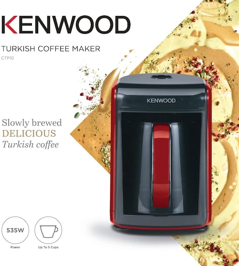 Kenwood Turkish Coffee Maker Up To 5 Cups Turkish Coffee Machine for Slowly Brewed DELICIOUS Turkish Coffee 535W CTP10.000BR Black/Red, Red/Black