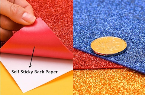 Generic Glitter Foam Sheet Sparkles Self Adhesive Sticky 30 X 20cm Back Paper 10-Pack For Children&#39;S Craft Activities Diy Cutters Art Assorted Colors