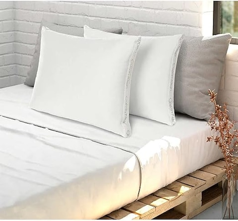 Calvin Klein Premium Luxury Queen Size Pillows 100 Cotton 2 Pack White Color