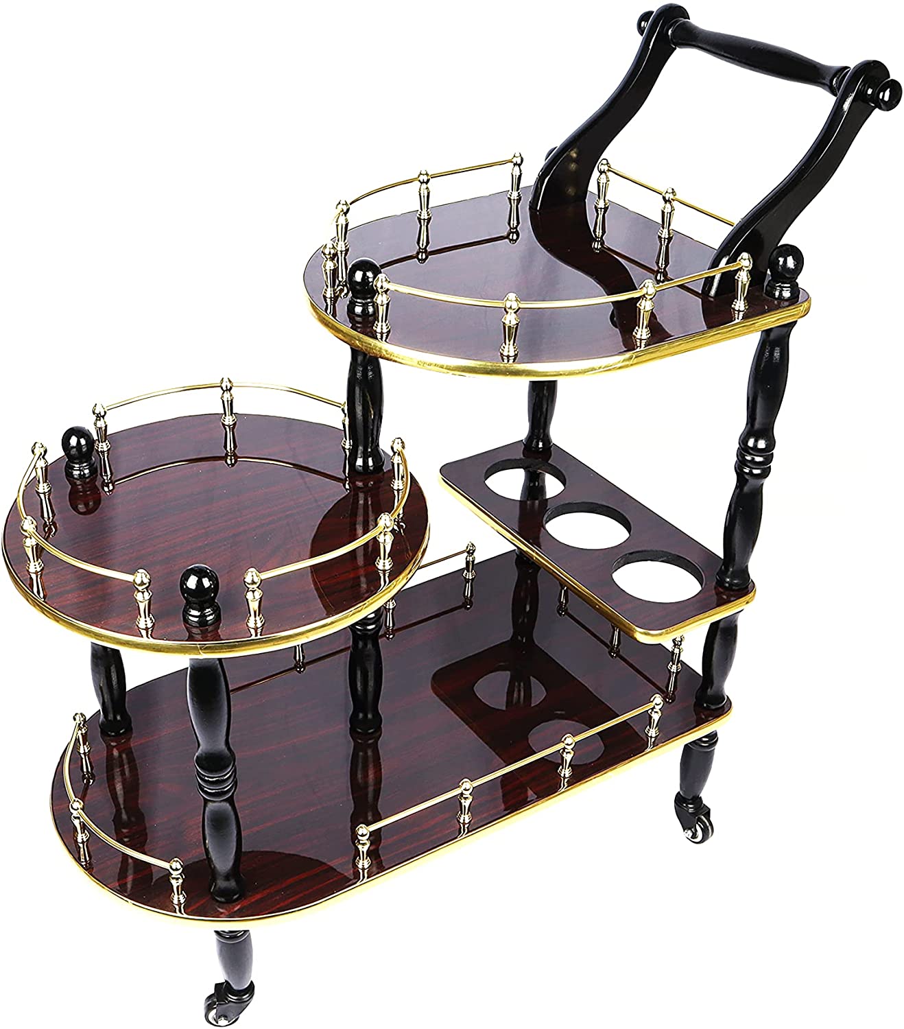 Buy Generic Serving Cart Trolley With 3 Tier Shelves And 3 Bottle ...