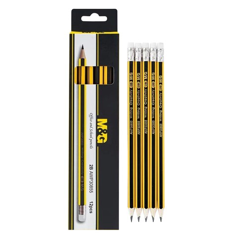 M&amp;G Pencil 2B With Eraser 30855