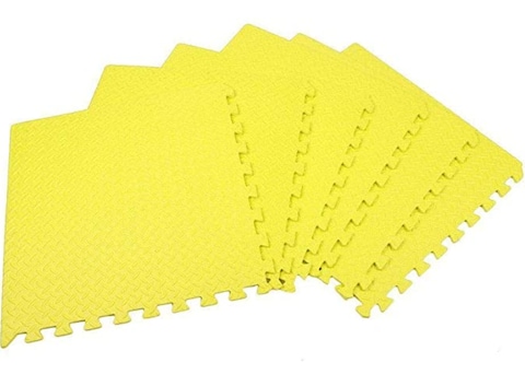 Rainbow Toys - Floor Mat Yellow Foam Exercise Mat 1.5cm Puzzle Game Pad Non- Slip Stitch Interlock EVA Mat size: 100x100x1.5cm