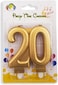 Party Time Gold Number 20 Birthday Candle Kids Adult Birthday Cake Decoration - Number Candle For Anniversary, Valentines Birthday Candle Cake Topper