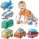Geyiie Cartoon Cars Toy, Pull Back Cars Mini Alloy Helicopter Boat Toy Play Set , Metal Die Cast Vehicle for Babies,Boys, Girls,Toddlers and Kids Party Favors, 6 Pack