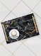 Lowha Decorative Acrylic Serving Tray With Gold Metal Handles And Marble Design 20x30 cm