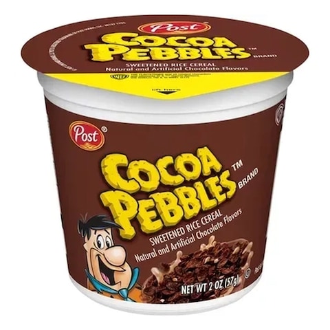Post Cocoa Pebbles Sweetened Chocolate Flavours Rice Cereal Cup 57g