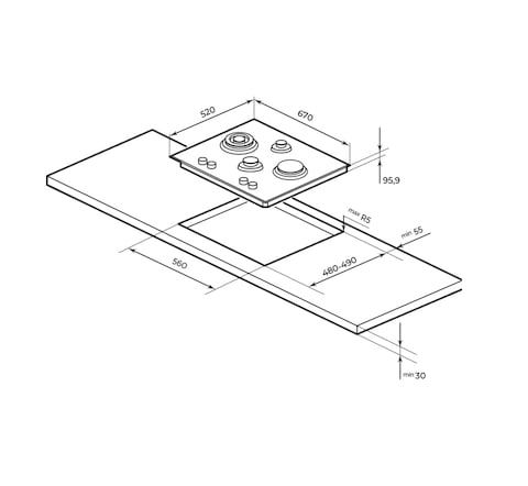 MILLEN 65 cm Built In White Glass Gas Hob with SABAF Burners - 3 Years Warranty, MGHG 6502 WH