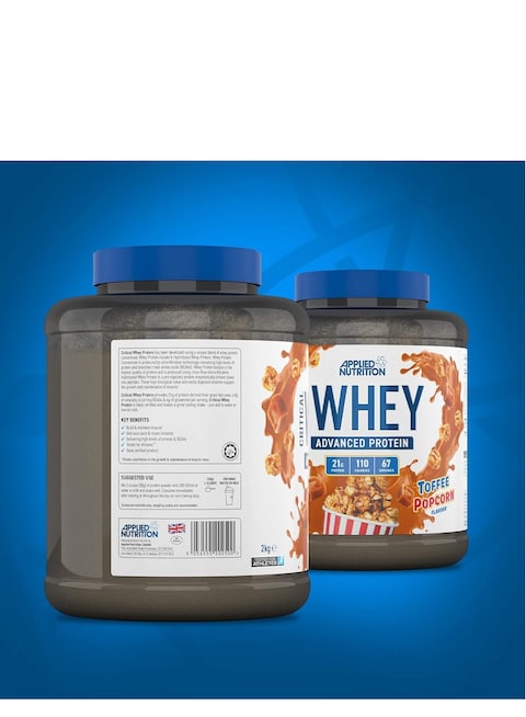 Applied Nutrition Critical Whey Blend, Lean Muscle Growth, Workout Recovery, Bodybuilding Fuel, Toffee Popcorn Flavor, 2kg