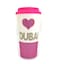 Tumbler &lsquo;Heart Dubai' Design with Glitters and Stones for Hot and Cold Beverages White and Pink 16oz