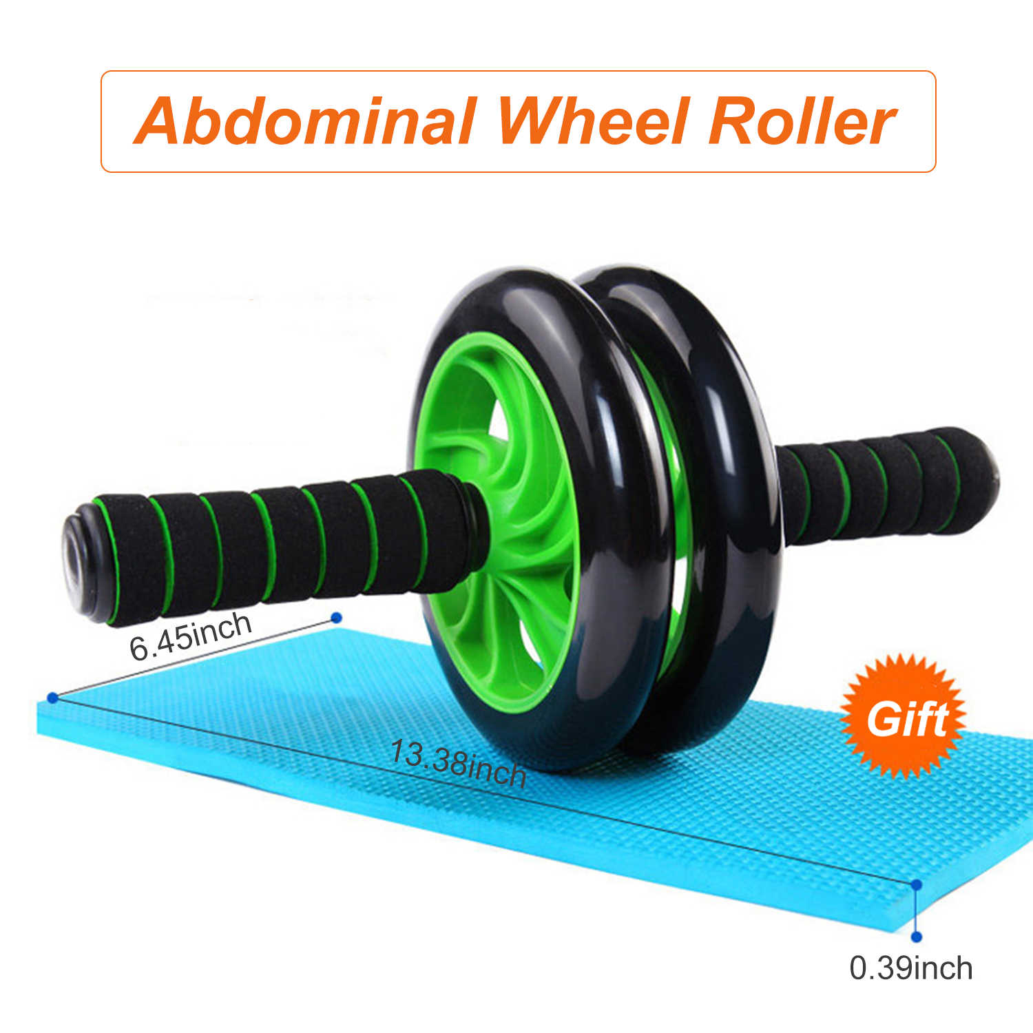 Decdeal - Double Wheel Roller with Knee Mat Waist Slimming Trainer for Home Gym Fitness Multifunctional Abdominal Exercise Equipment