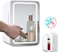 Dongbin Mini Fridge Makeup, Mini Fridge Of Cooling And Heating With Mirror And LED Lighting, 8L In Dual-Use Car Refrigerator Family For Skin Care