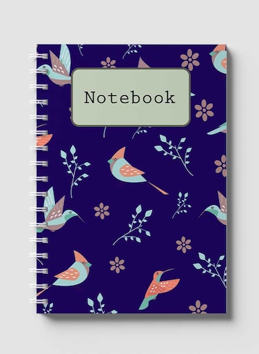 Lowha Spiral Notebook With 60 Sheets And Hard Paper Covers With Birds &amp; Flower Design, For Jotting Notes And Reminders, For Work, University, School