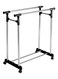 Generic Adjustable Double Pole Racks For Garments Clothes Black