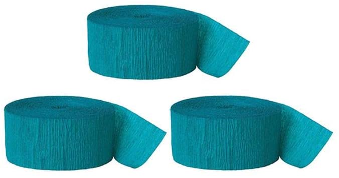 Buy Party Time 3 Rolls 82Fft Turquoise Crepe Paper Streamers Backdrop ...